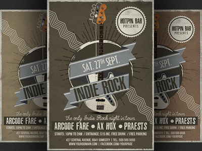 Indie Rock Flyer Template alternative rock band concert event festival gig grunge indie rock indie rock flyer poster rock rock concert