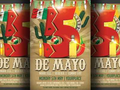 Cinco De Mayo Party Flyer Template 5 de mayo 5th may celebration cinco de mayo event festival fiesta mexican party flyer mexico mexico independence party poster