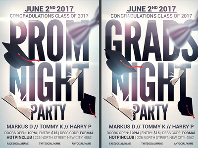 Prom-Graduation Party Flyer Template back to school college event flyer glamour grads flyer graduation flyer graduation night high school modern prom flyer prom night
