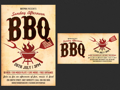 Barbecue-BBQ Flyer Template 4th of july barbecue flyer bbq flyer bbq restaurant event food grill independence day pick nick pool party pub summer