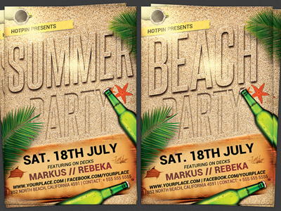 Summer Beach Party Flyer Template beach beach party club flyer event night club party flyer template poster promotion sand summer flyer summer party flyer template