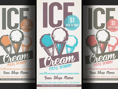 Ice Cream Shop Promotion Flyer Template advertising beach clean colorful cone flyer template ice cream ice cream flyer ice cream offer ice cream promotion ice cream shop modern