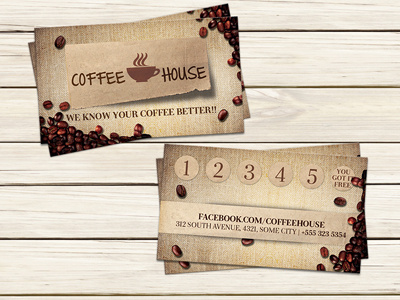 Coffee Shop Business Card Template business card template coffee coffee beans coffee business card coffee shop coffee shop business card coffee shop punch card design flyer modern personal business card visiting card