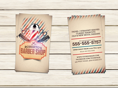 Barber Shop Business Card Template advertising barber barber shop business card barbershop business card template coupons facials hair cuts hair cutting hair salon modern salon flyer