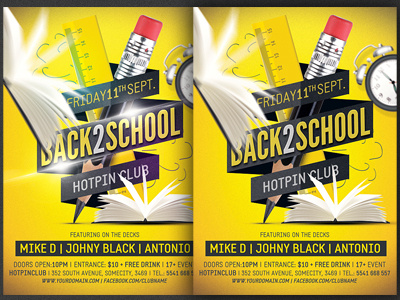 Back To School Party Flyer Template back 2 school back to school club flyer college party event flyer modern nightclub poster promotion school student party