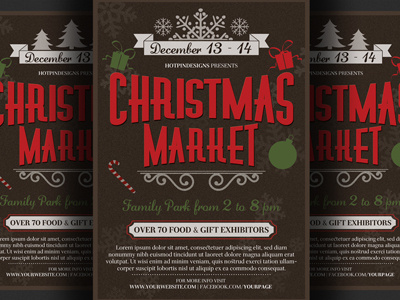 Christmas Event Promotion Flyer Poster Template advertising christmas christmas event christmas offers christmas sales flyer party poster promotion retro xmas