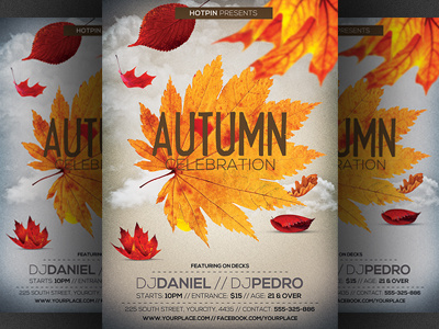 Autumn/Fall Party Flyer Template autumn background autumn flyer autumn party celebration event fall flyer fall party halloween harvest leafs thanksgiving winter