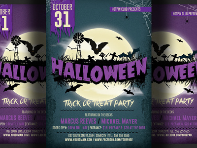 Halloween Party Flyer Template 4 halloween halloween bash halloween event halloween flyer halloween party haunted house minimal flyer modern night club print pumpkin trick or treat