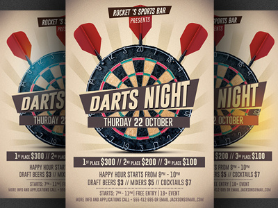 Darts Night Flyer Template a5 flyer bar darts competition darts event darts flyer darts night darts screening darts tournament flyer template poster pub sports bar