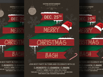 Christmas Bash Party Flyer Template celebration christmas christmas bash christmas event christmas party holidays new year new year party nightclub nye xmas xmas event