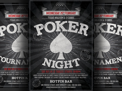 Poker Night Vintage Flyer Template bar casino event gambling photoshop poker club poker event poker flyer poker night poker tournament texas holdem vintage poker flyer