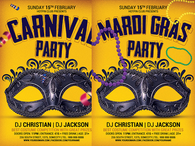 Carnival Masquerade Mardi Gras Flyer
