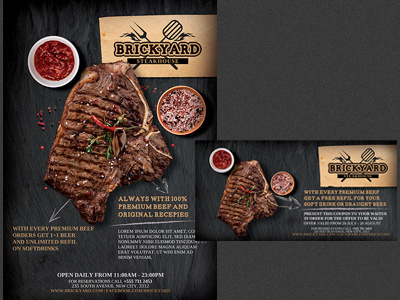 Grill-Steak Restaurant Flyer Template grill grill bar grill house modern promotion pub restaurant sports bar steak steak house steak restaurant