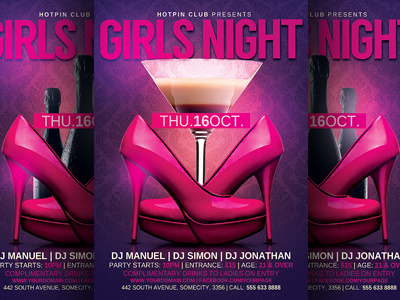 Girls Night Party Flyer Template hens night hens night flyer invitation ladies night ladies night flyer lounge bar modern night club poster sexy singles night template