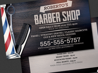 Barber Shop Flyer Template advertising barber barber shop flyer barbering barbershop blue clippers hair cuts hair salon modern promotion salon flyer