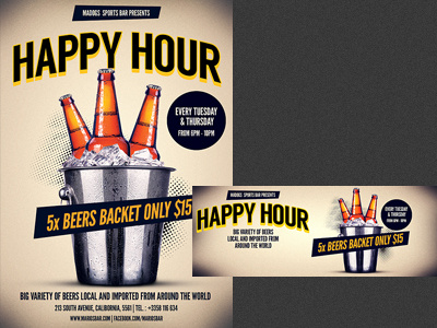 Happy Hour Beer Promotion Flyer Template advertising bar beer ad beer festival beer promotion brewery design flyer template happy hour promotion pub sports bar