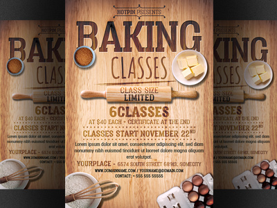 Baking Classes Flyer Template bake baker baking baking event baking lessons flyer baking school christmas baking cook culinary cupcakes design flyer