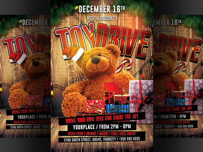 Christmas Toy Drive Flyer Template christmas flyer christmas poster design flyer template holiday santa toy 4 tots toy drive toy for tots toys xmas party xmas toy drive