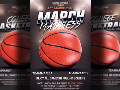 Basketball Flyer Template basket ball basketball college basketball euroleague event flyer template march maddness nba playoffs poster slam dunk sports bar