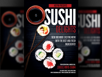 Sushi Promotion Flyer Template japanese food restaurant japanese restaurant menu restaurant sashimi sushi sushi flyer sushi food sushi menu sushi restaurant