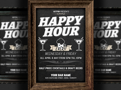 Happy Hour Flyer Template bar flyer beer club flyer club poster cocktail drinks flyer food happy hour happy hour flyer photoshop poster