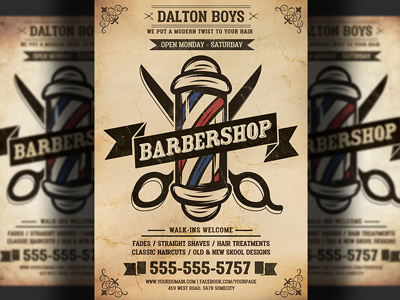 Barbershop Flyer Template advertising barber barber shop flyer barbershop coupons facials hair hair cuts hair cutting hair salon