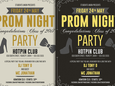 Prom Night Party Flyer Template college graduation nightclub poster prom flyer prom party promotion school students typography