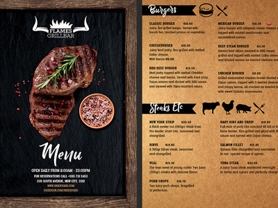 Grill Bar Restaurant Menu Flyer Template By Hotpin On Dribbble