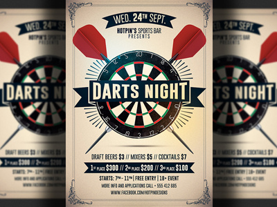 Darts Night Flyer Template a5 flyer bar darts competition darts event darts flyer darts night darts screening darts tournament flyer template poster pub sports bar