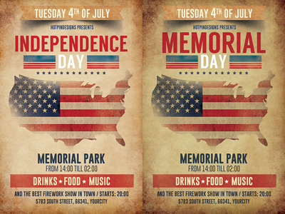 Memorial Independence Day Flyer Template 4th of july advertising american celebration flag flyer independence day july 4th memorial day flyer night club party flyer poster