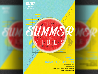 Summer Vibes Psd Flyer Template beach party flyer design invitation minimal music party flyer pool party poster spring spring party summer party tropical