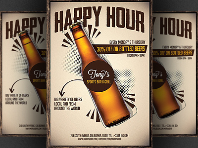 Beer Promotion Happy Hour Flyer Template a5 flyer advertising bar beer brewery flyer template octoberfest poster promotion pub restaurant sports bar