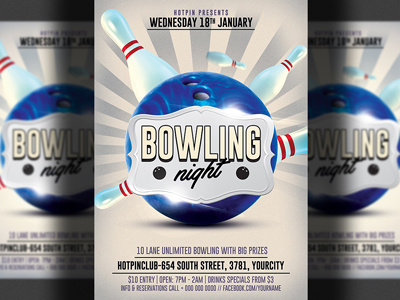 Bowling Night Party Flyer Template