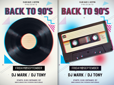 Retro 90s Party Flyer Template 90s flyer club flyer event flyer design nightclub party flyer photoshop promotion retro club flyer retro flyer retro party retro poster