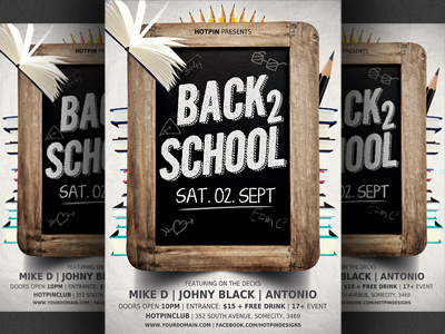 Back To School Party Flyer Template back 2 school blackboard club flyer college party design event flyer party photoshop poster promotion school party