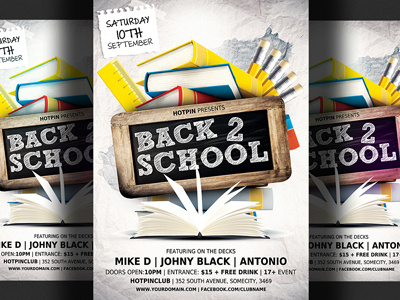 Back To School Flyer Template back 2 school club flyer college party event flyer nightclub party photoshop poster promotion school party student party