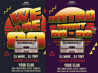 Retro Party Flyer Template music night club nightclub party flyer photoshop promotion psd record retro club flyer retro flyer retro party retro poster