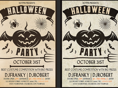 Vintage Halloween Party Flyer Template halloween halloween bash halloween party haunted house holiday horror party invitation party flyer photoshop poster