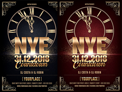 New Years Eve Countdown Flyer Template gold merry christmas new year new year 2018 new year party new year party flyer new years eve nightclub nye party flyer poster xmas