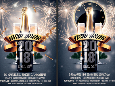 New Year Party Flyer Template merry christmas new year new year 2018 new year party new year party flyer new years eve nightclub nye party flyer poster vip party xmas