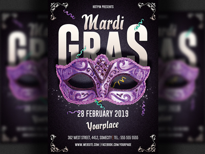 Mardi Gras Party Flyer Template invitation mardi gras mardi gras invitation masquerade masquerade flyer modern party flyer poster print promotion sexy template