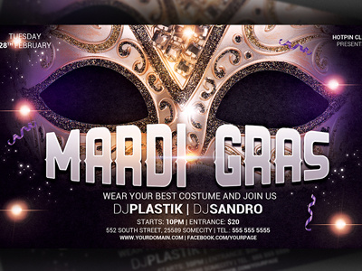 Carnival | Mardi Gras Party Flyer Template carnival party elegant flyer gras mardi mardi gras mardi gras party mardigras mask masquerade masquerade party party