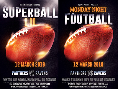 American Football Super Bowl Flyer Template american football flyer college football flyer design football game nfl photoshop playoff poster super bowl super bowl lii superbowl superbowl 52