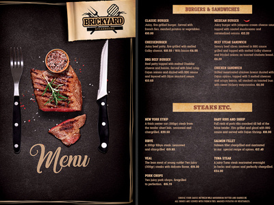 Grill Restaurant Menu Flyer Steakhouse by Hotpin on Dribbble