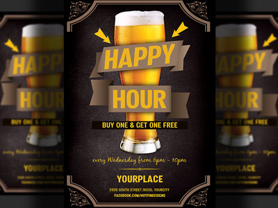 Beer Promotion Happy Hour Flyer Template