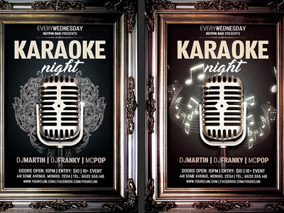 Karaoke Night Party Flyer Template club event flyer glamour karaoke karaoke flyer karaoke party live open mic open microphone sing competition talent show