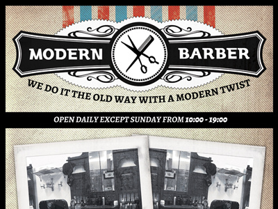 Barber Shop Flyer design modern poster print retro