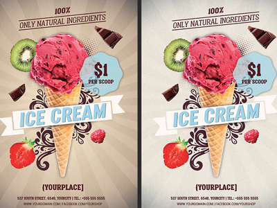 Ice Cream Shop Flyer Template advertising colorful flyer design flyer template ice cream ice cream flyer ice cream offer ice cream promotion ice cream shop offer photoshop promotion