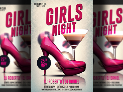 Girls Ladies Night Party Flyer event girls night hens night hens night flyer invitation ladies night ladies night flyer lounge bar nightclub poster singles night template