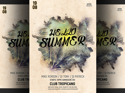 Summer Party Flyer Template beach party club flyer design house music minimal party flyer pool party rnb summer club flyer summer party summer poster swimming pool